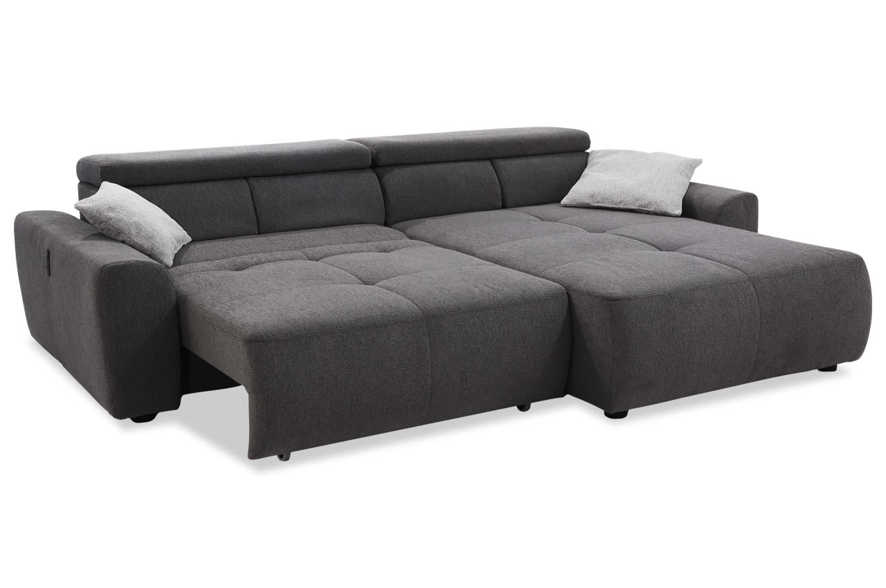 uno ecksofa rechts flachgewebe 432 09 grau schlaffunktion