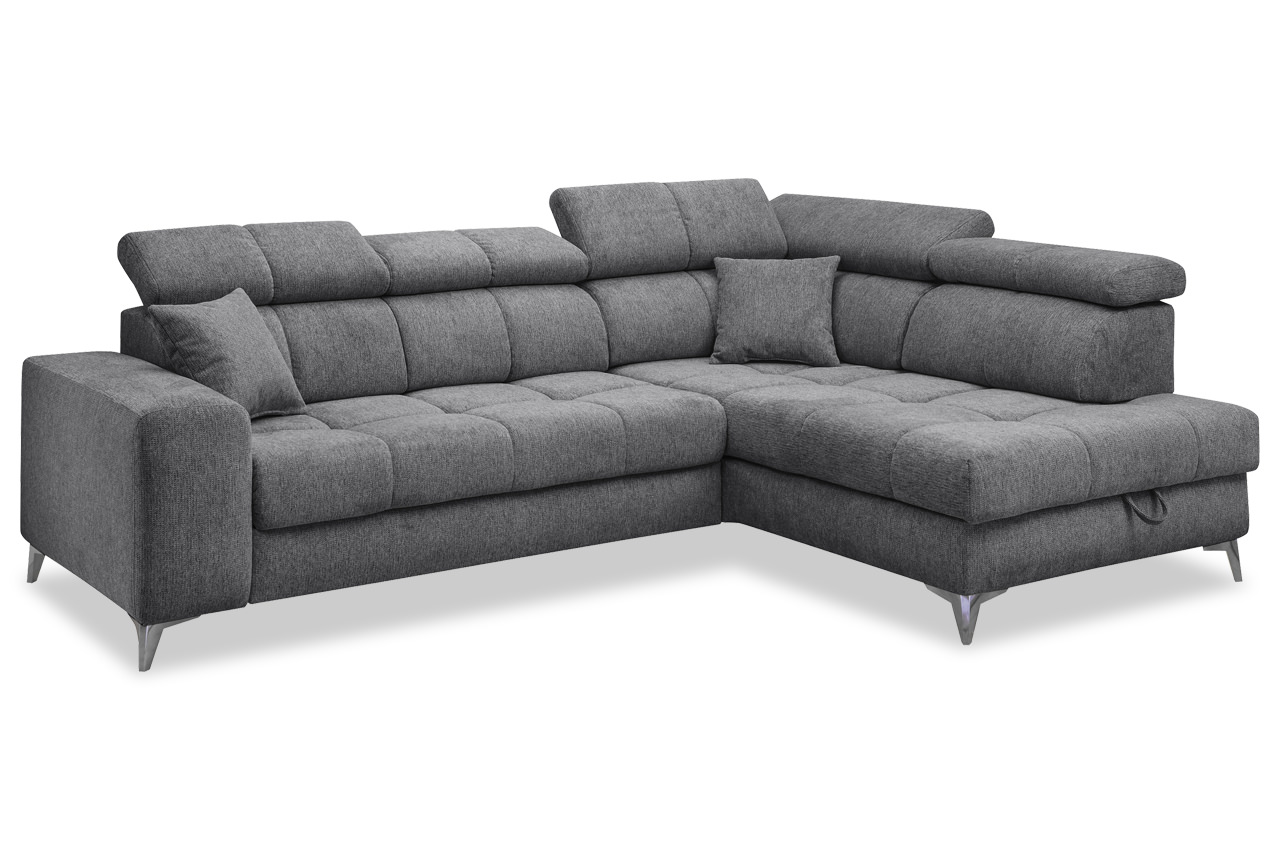 Ecksofa Sydney 2 Ottomane rechts Glow 19 Anthrazit