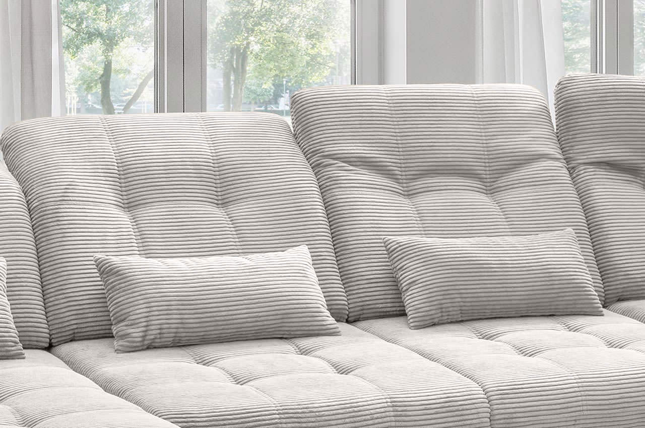 rigatti benformato wohnlandschaft rechts cordstoff 4802 silber detailbild nierenkissen rigatti benformato wohnlandschaft rechts cordstoff 4802 silber detailbild nierenkissen
