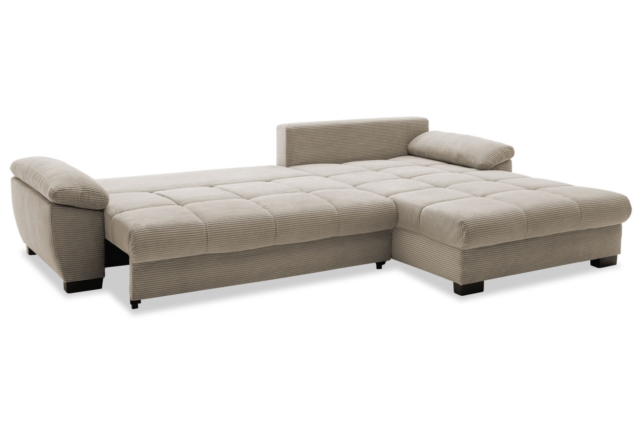 cancun ecksofa rechts cord stripes 03 taupe schlaffunktion ohne kissen