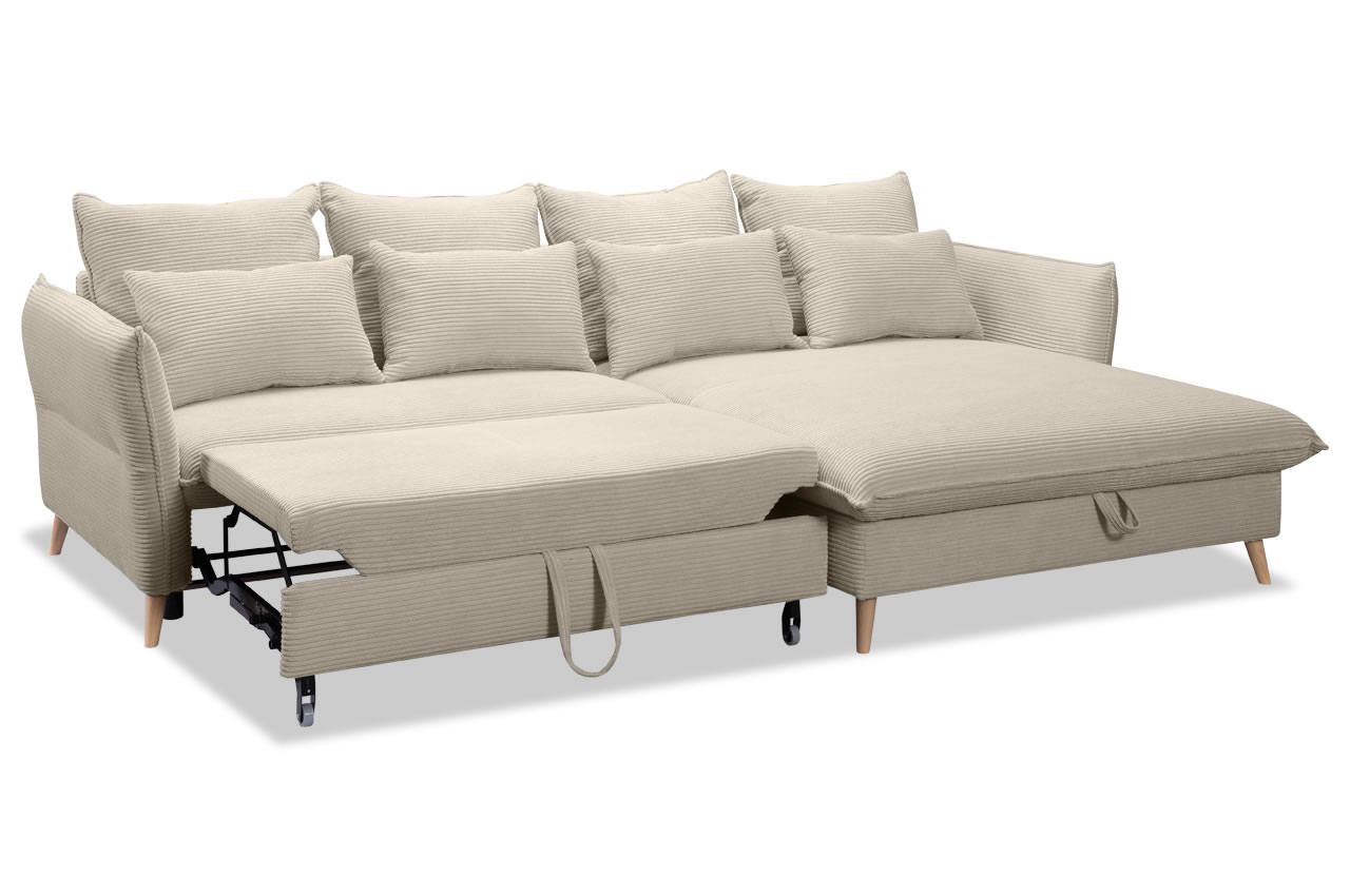 walker ecksofa rechts poso 100 creme schlaffunktion