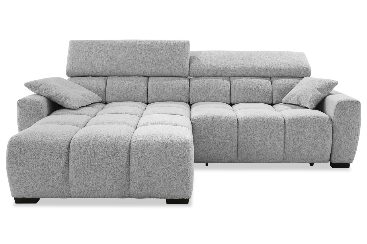 ecksofa lounge links 432 19 hellgrau frontansicht mit kopfteilverstellung