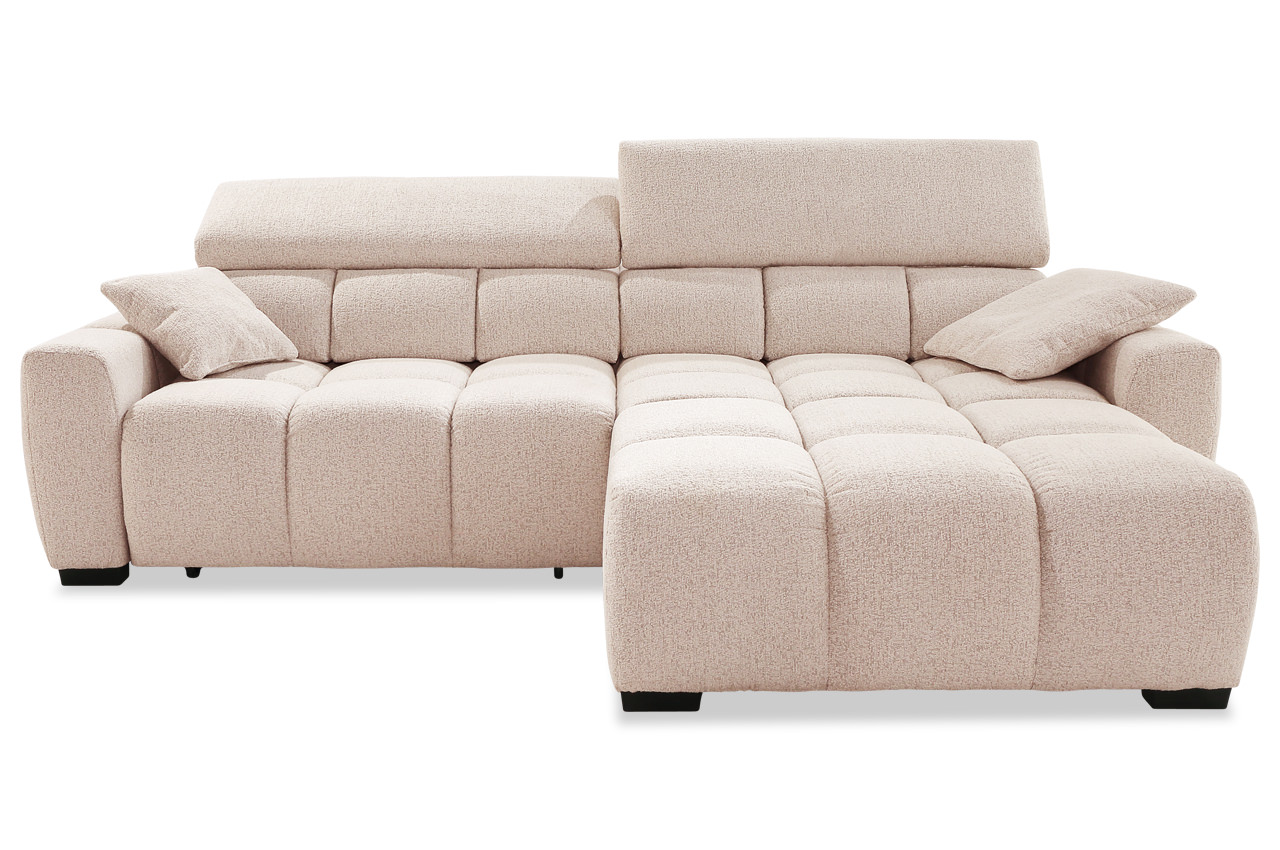 ecksofa lounge rechts 432 04 beige orange frontansicht mit kopfteilverstellung