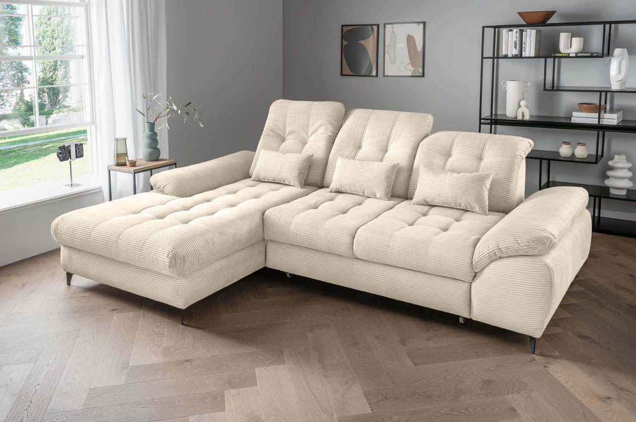 benformato delphino ecksofa variante links cord 4808 beige milieubild