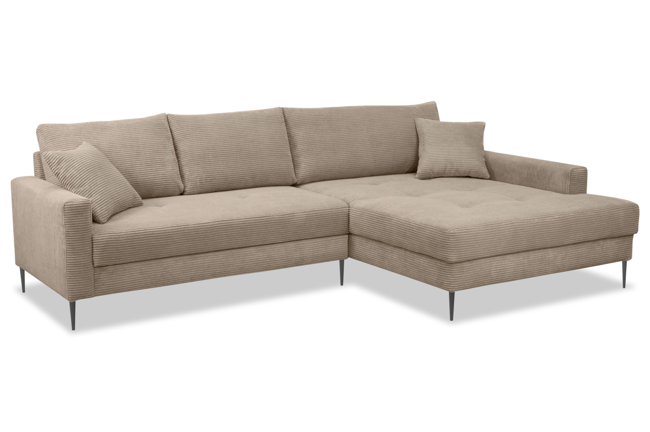 ecksofa maison rechts cord stripes 03 taupe