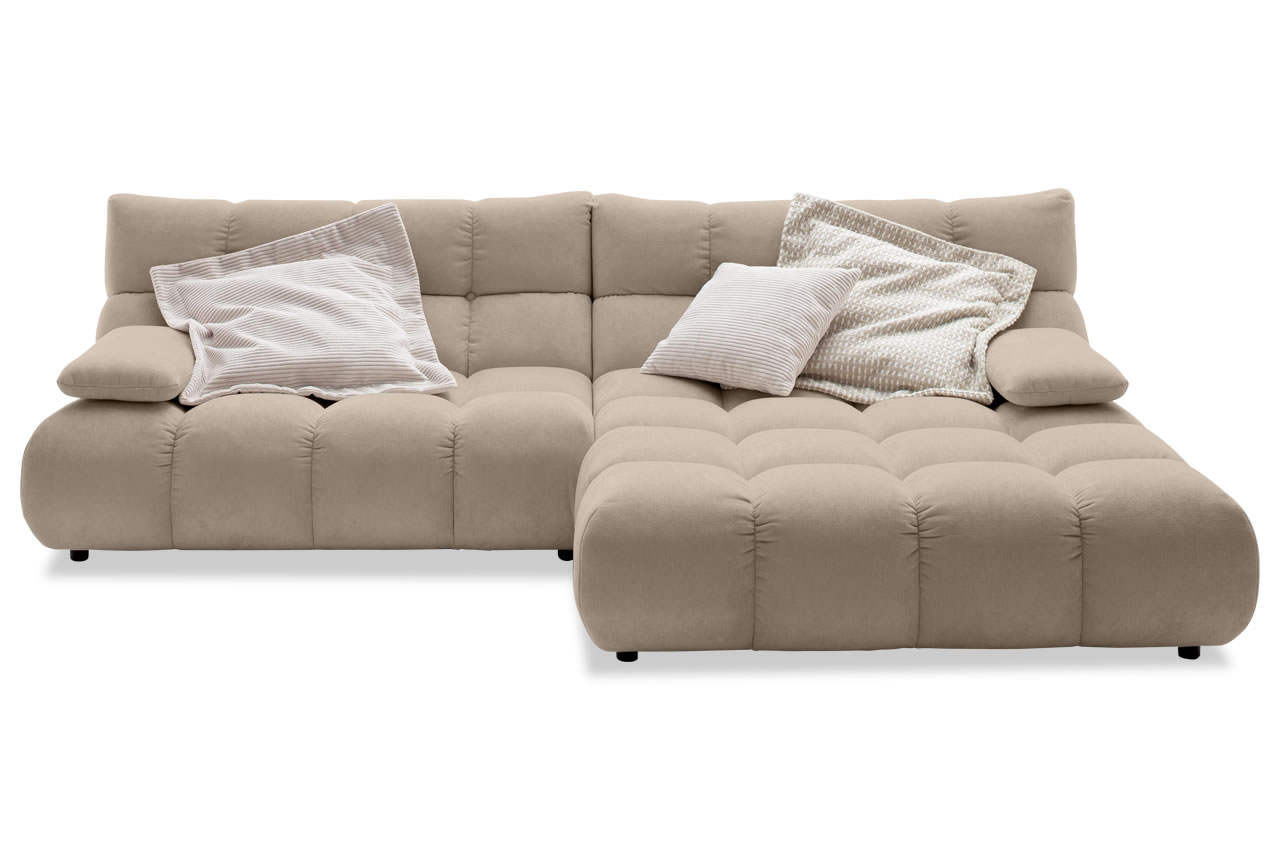 graceland ecksofa mit recamiere rechts roma taupe frontansicht