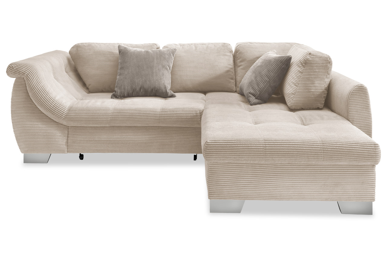 ecksofa flora rechts cord 4808 beige zierkissen cord 4821 grau braun frontansicht ecksofa flora rechts cord 4808 beige zierkissen cord 4821 grau braun frontansicht