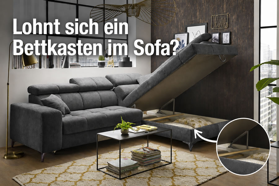 Sofa mit Stauraum: Wann lohnt sich ein Bettkasten?