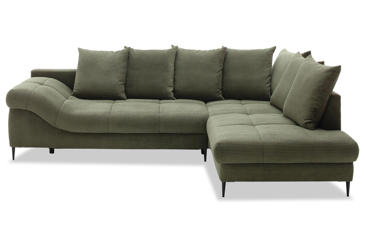 oregon ecksofa rechts cord stripes 8641 gruen frontansicht