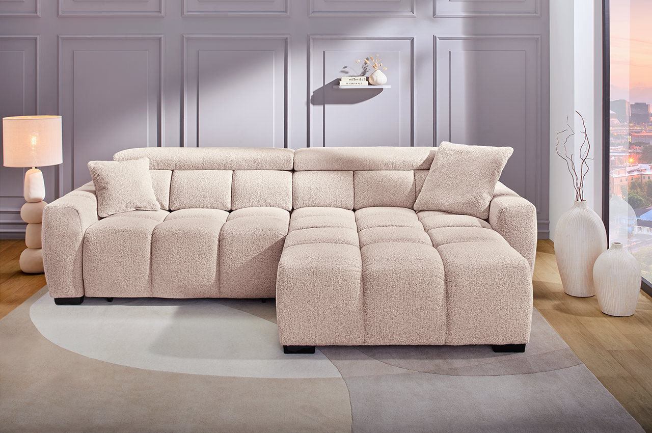 ecksofa lounge rechts 432 04 beige orange milieubild