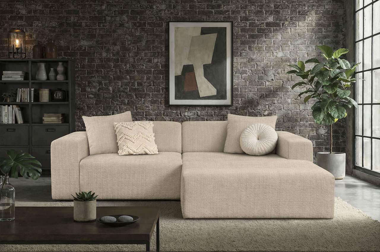 tommy ecksofa longchair rechts stoff vibe 07 beige milieubild tommy ecksofa longchair rechts stoff vibe 07 beige milieubild
