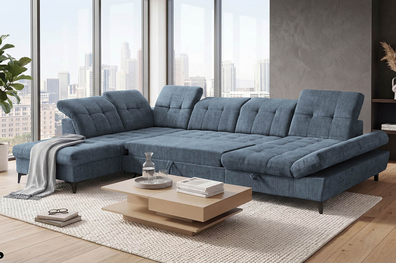 wohnlandschaft mercy links stoff ravello 16 blaugruen fuesse schwarz milieubild schlaffunktion wohnlandschaft mercy links stoff ravello 16 blaugruen fuesse schwarz milieubild schlaffunktion