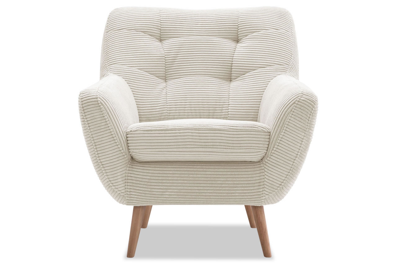 scandi sessel cord poso 105 creme frontansicht