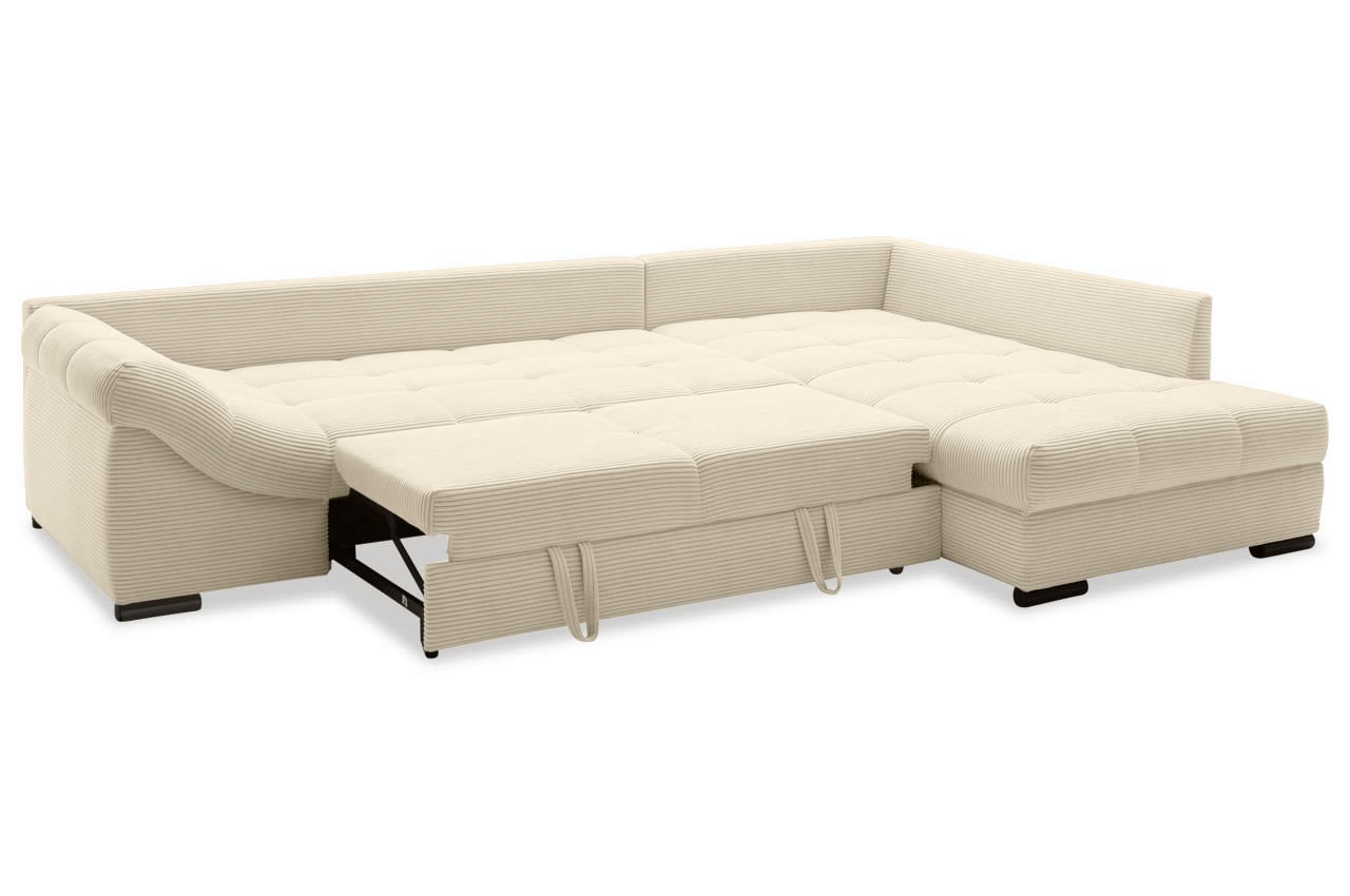 piedro ecksofa rechts cord stripes 8622 creme mit schlaffunktion ohne kissen