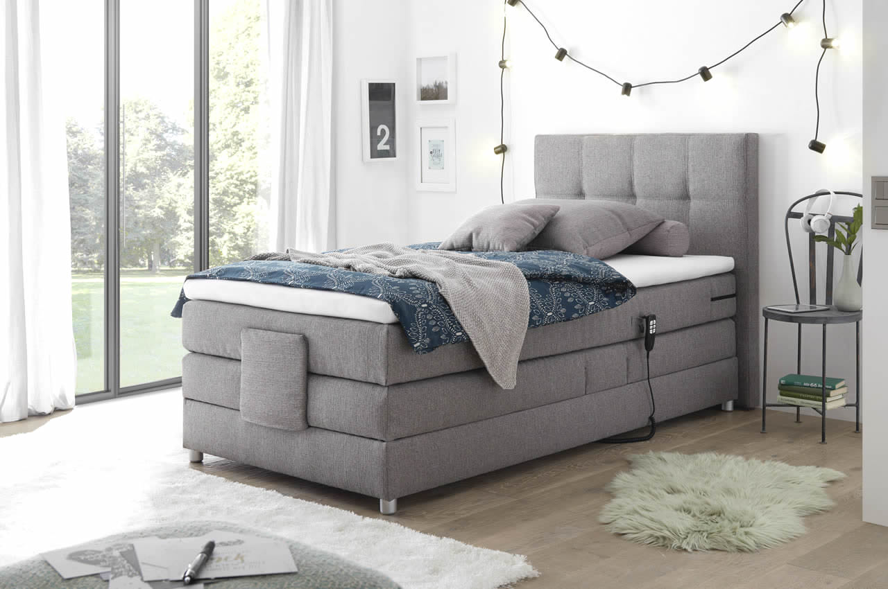 Manolo 100_120 Boxspringbett mit Motor_Artemis 18 silver_Milieu
