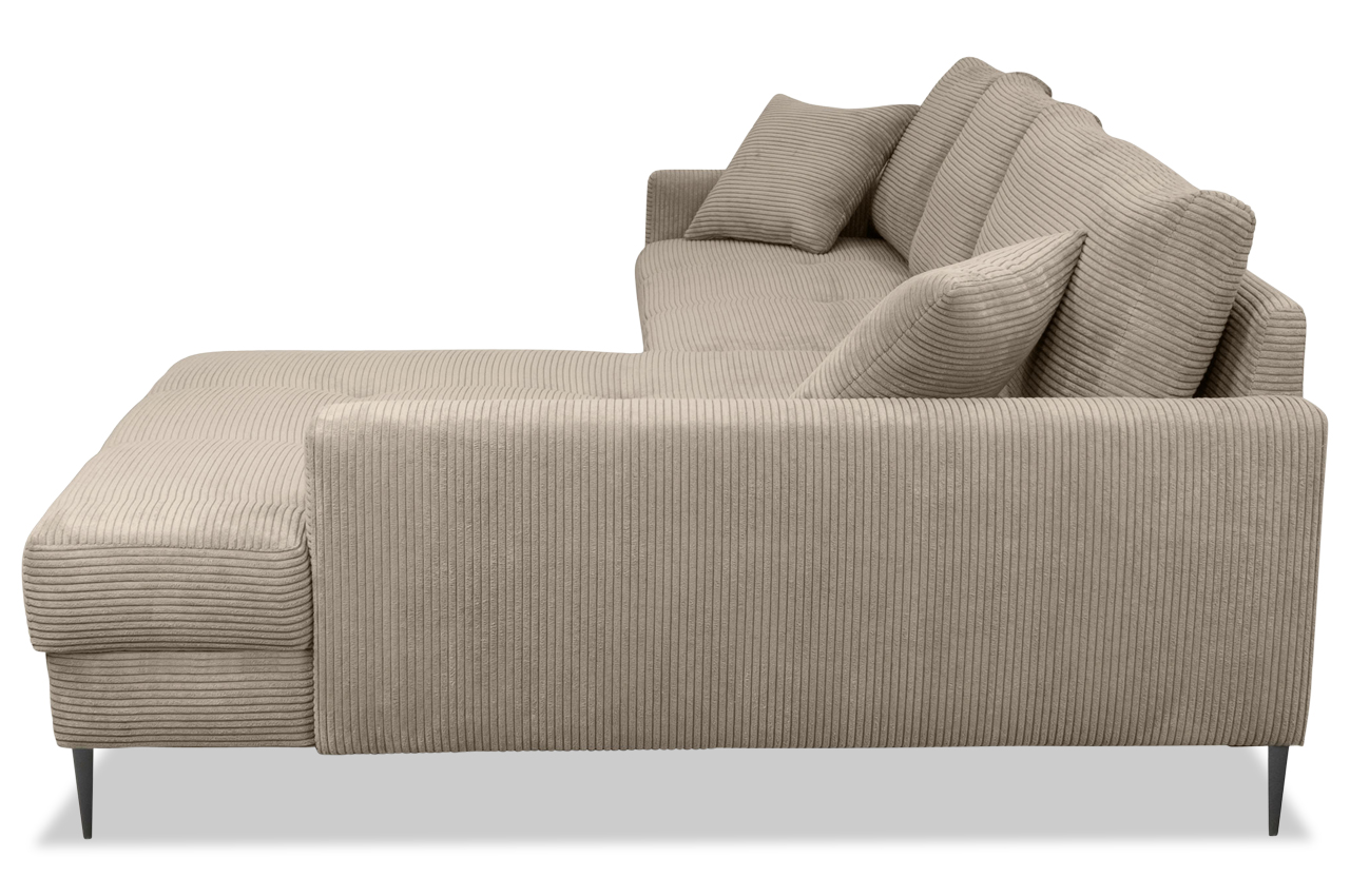 ecksofa maison rechts cord stripes 03 taupe seitenansicht 2