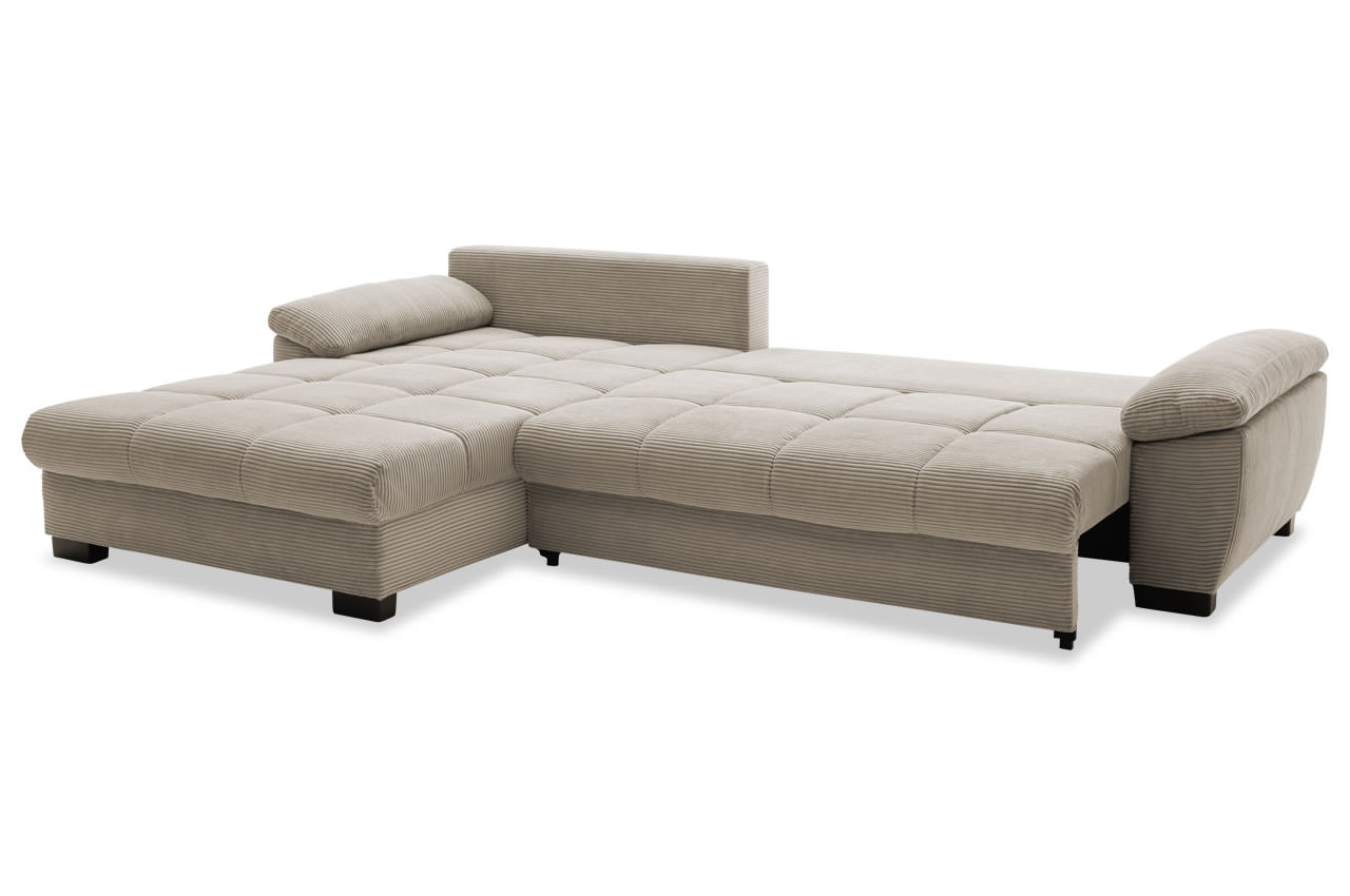 cancun ecksofa links cord stripes 03 taupe schlaffunktion ohne kissen