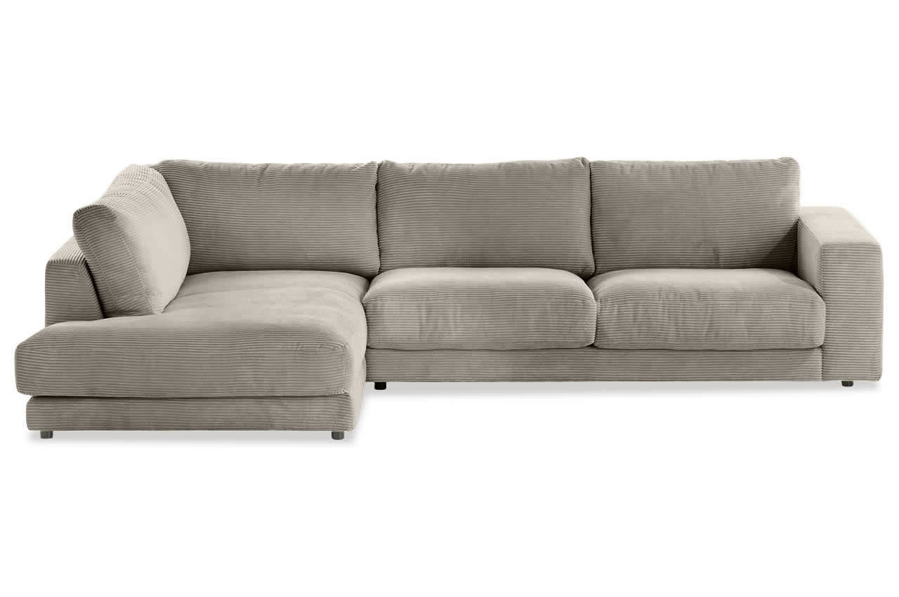 high end ecksofa links cord taupe frontansicht