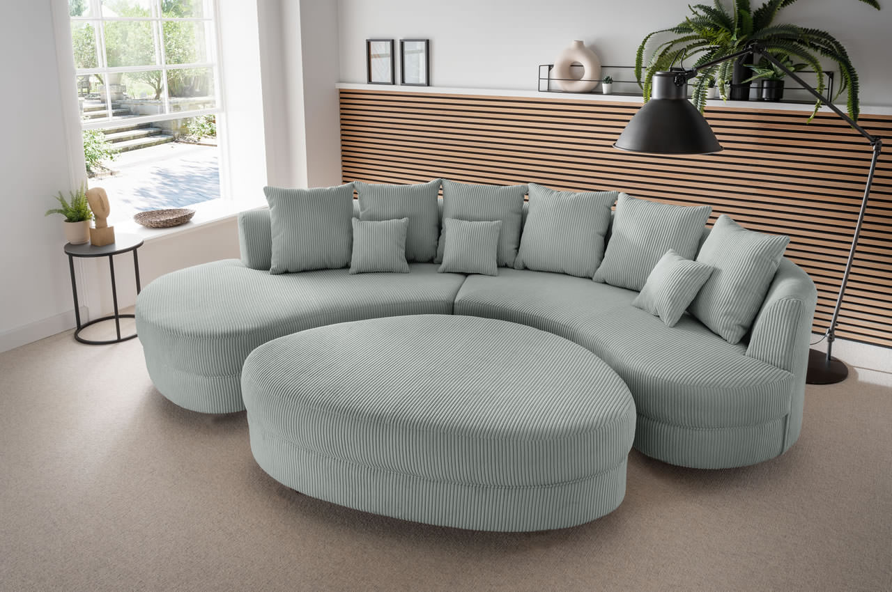 benformato sofa limoncello links cord stoff 4803 aqua milieu mit hocker benformato sofa limoncello links cord stoff 4803 aqua milieu mit hocker