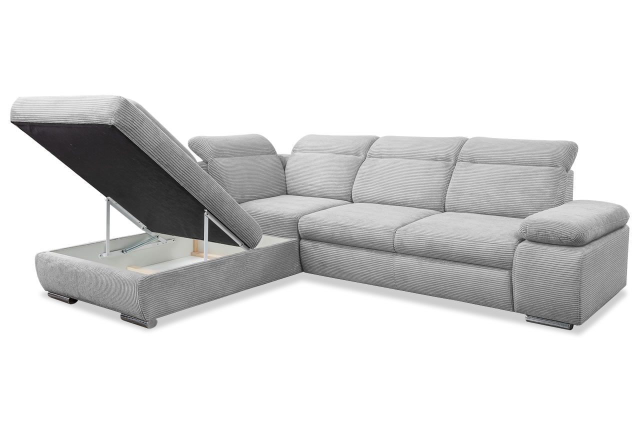 alicante ecksofa links cord poso 55 hellgrau bettkasten
