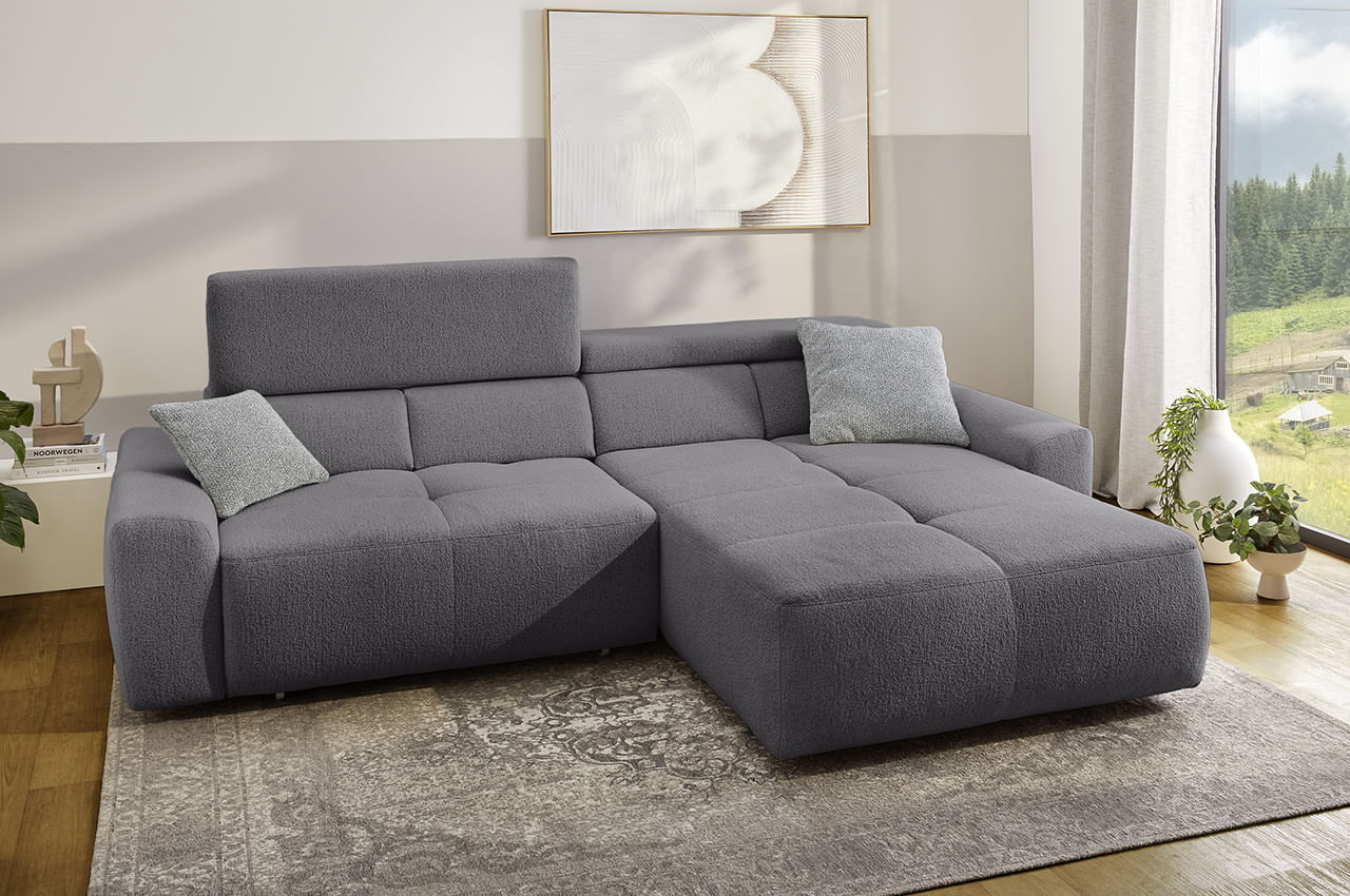 uno ecksofa rechts flachgewebe 432 09 grau milieubild 3