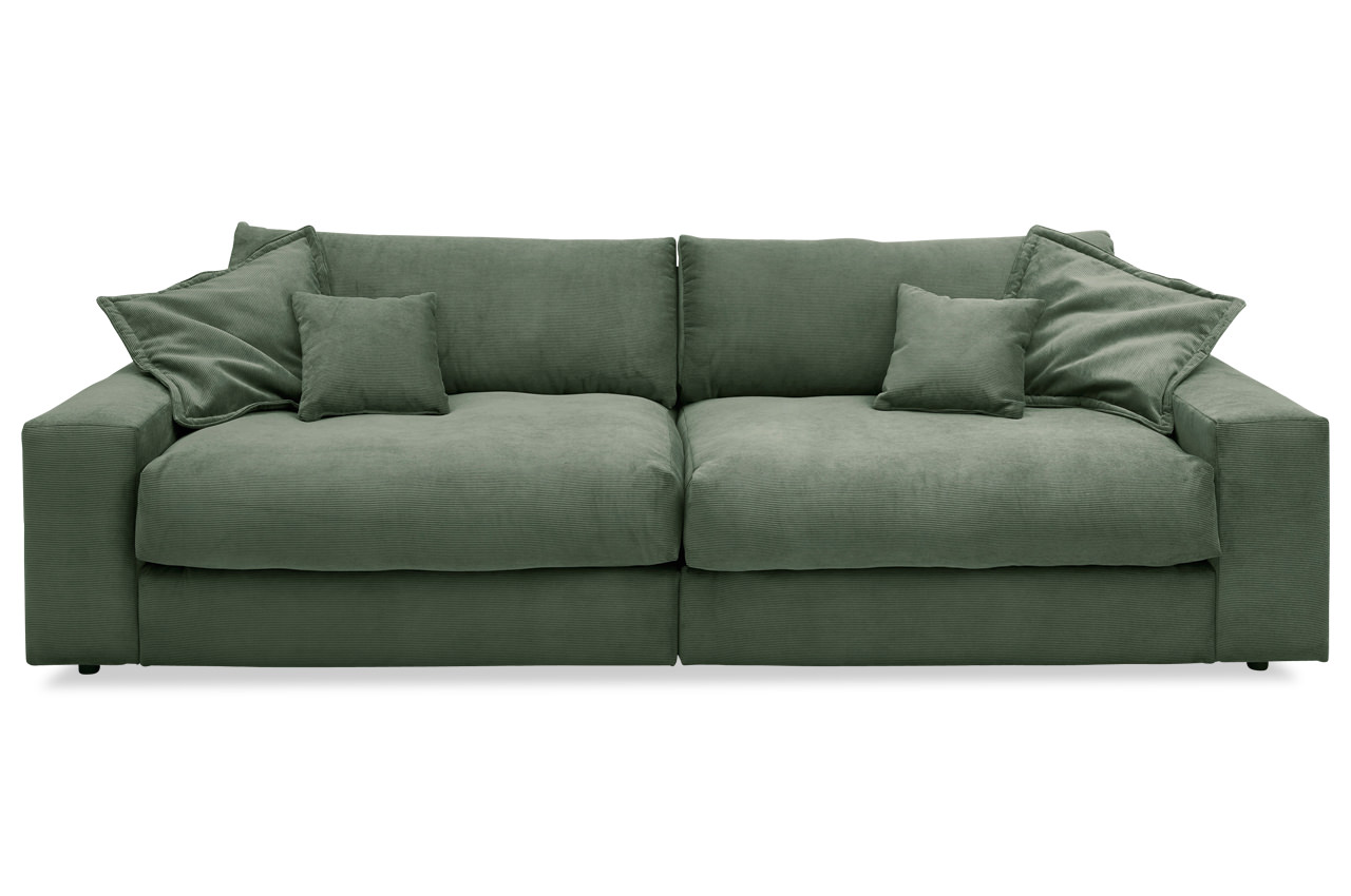 kamil bigsofa feincord fjord 77 winter moss frontansicht mit kissen
