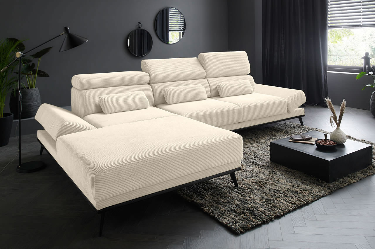arrow ecksofa links lincoln 03 beige gestell schwarz ambiente