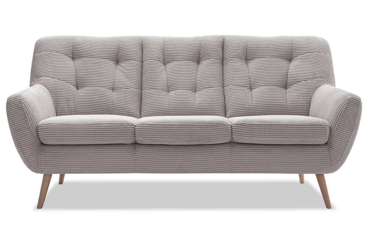 scandi 3 sitzer sofa cord poso 03 taupe frontansicht