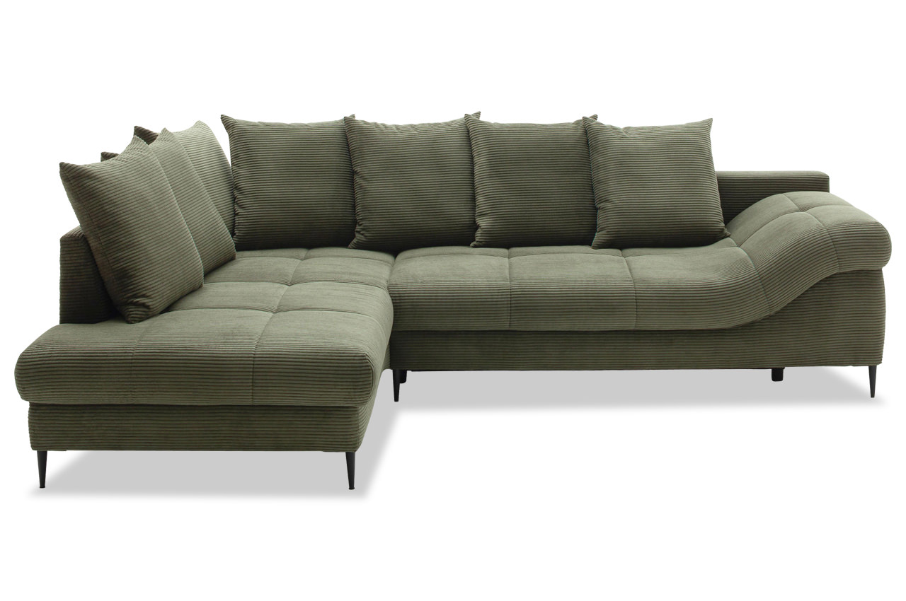 oregon ecksofa links cord stripes 8641 gruen frontansicht