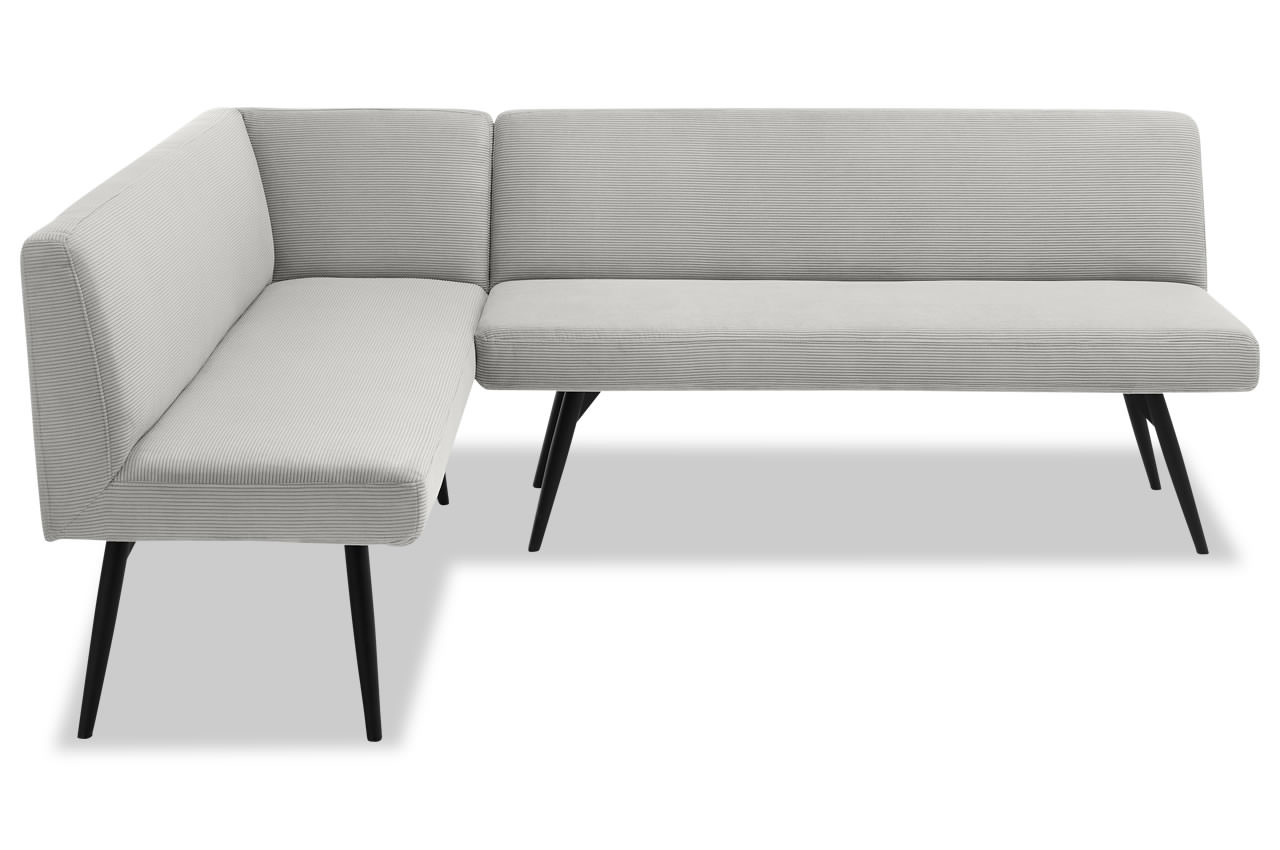 lungo candy kuechenbank eckbank variante links feincord silber frontansicht