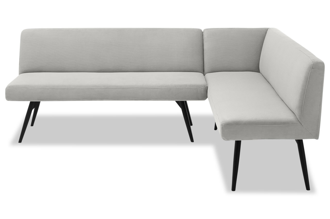 lungo candy kuechenbank eckbank variante rechts feincord silber frontansicht