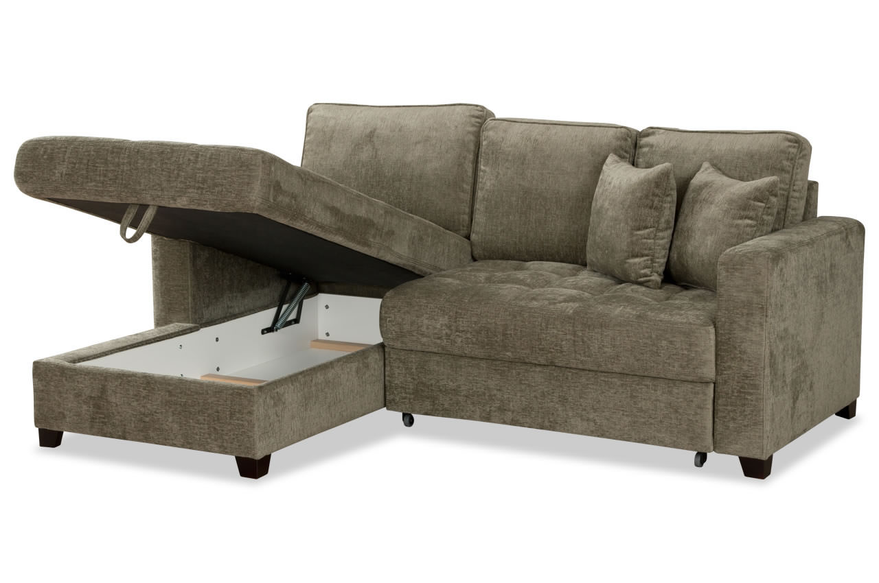 split ecksofa links 6114 olive mit bettkasten
