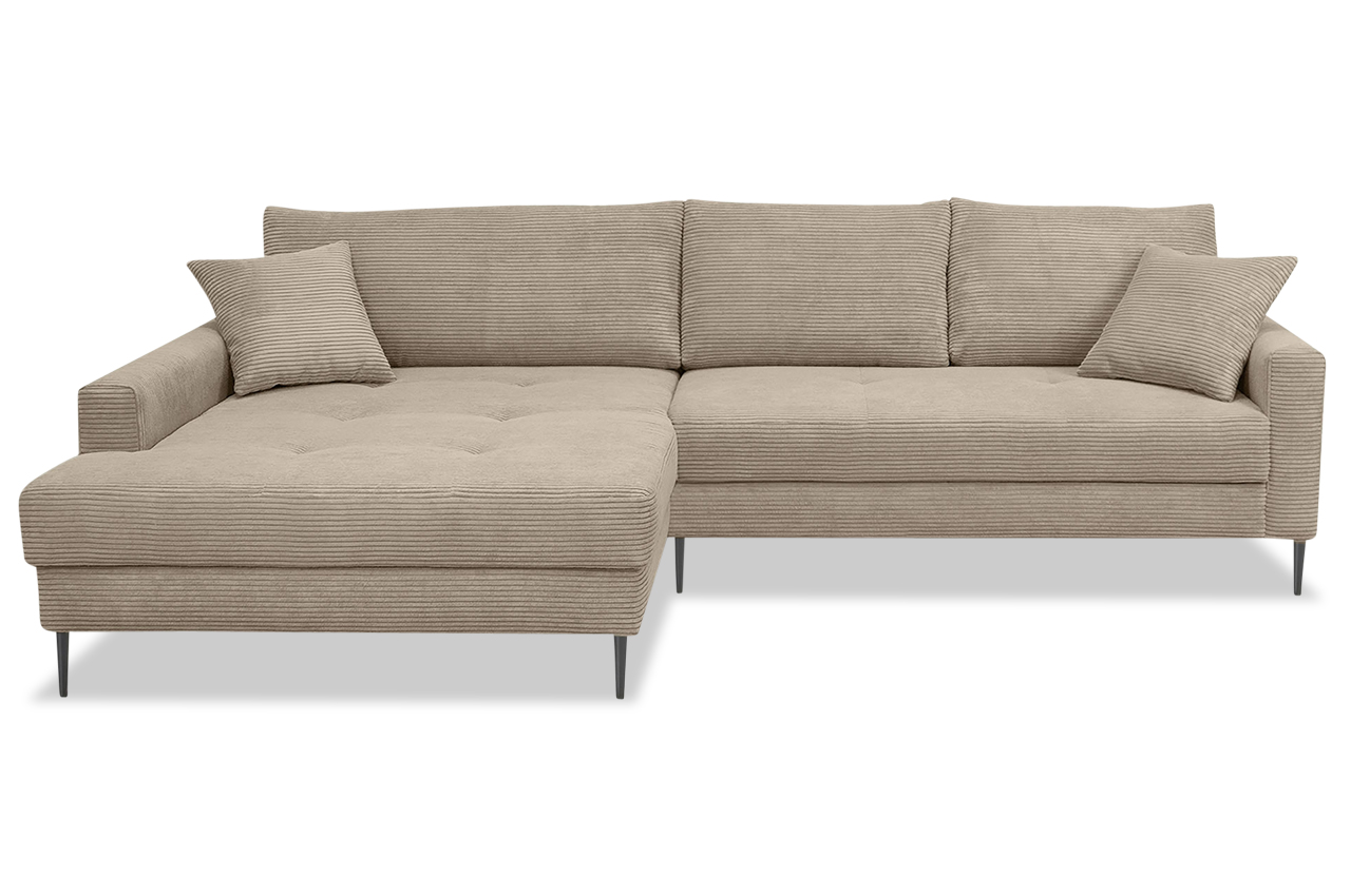ecksofa maison links cord stripes 03 taupe frontansicht ecksofa maison links cord stripes 03 taupe frontansicht