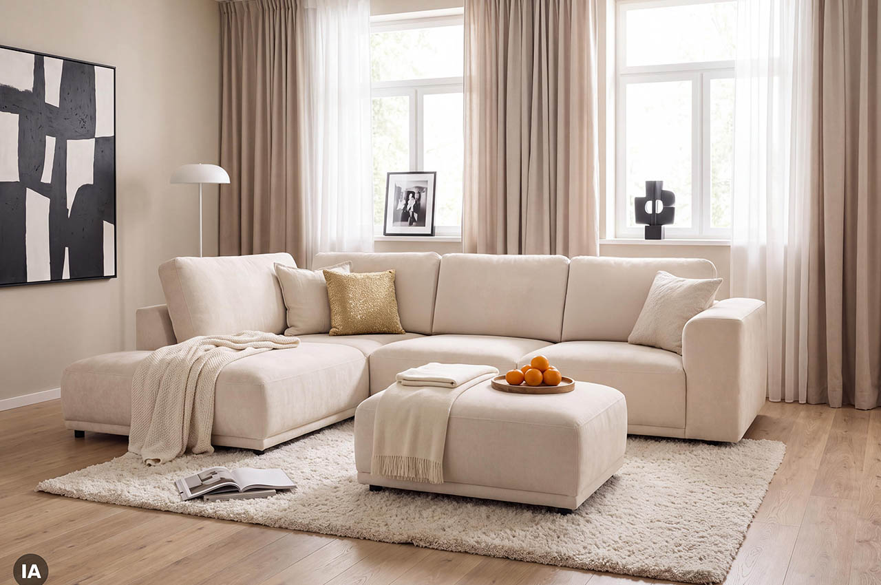 ecksofa noeva links stoff roma natur milieubild mit hocker ecksofa noeva links stoff roma natur milieubild mit hocker