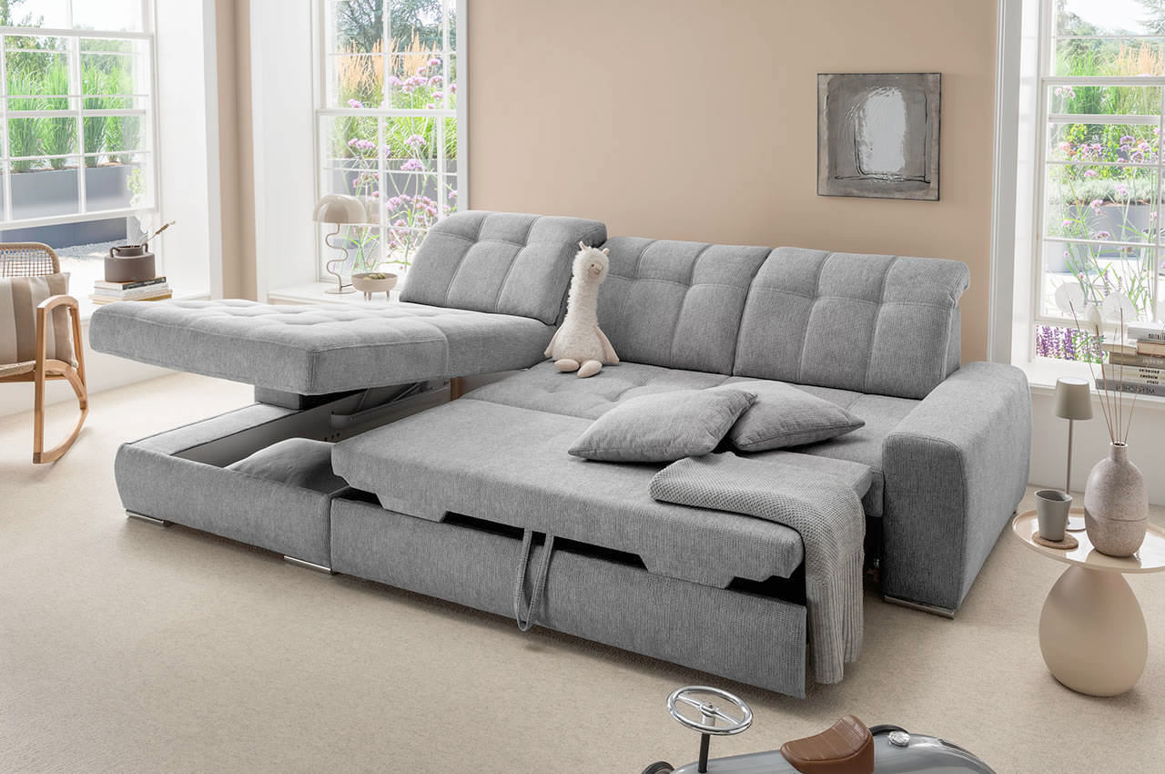 benformato ecksofa frido links stoff corto 9752 silber milieubild schlaffunktion