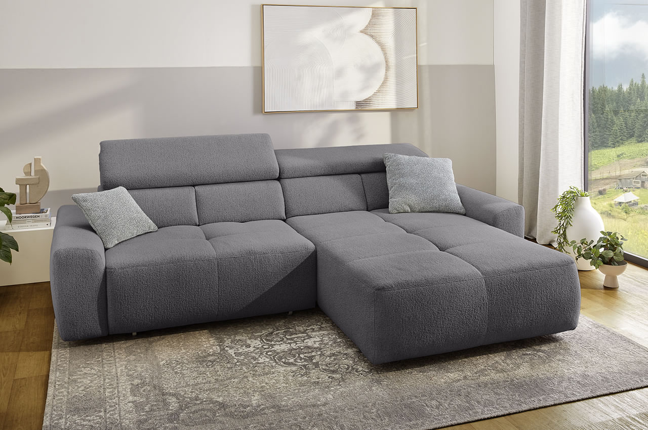uno ecksofa rechts flachgewebe 432 09 grau milieubild 1