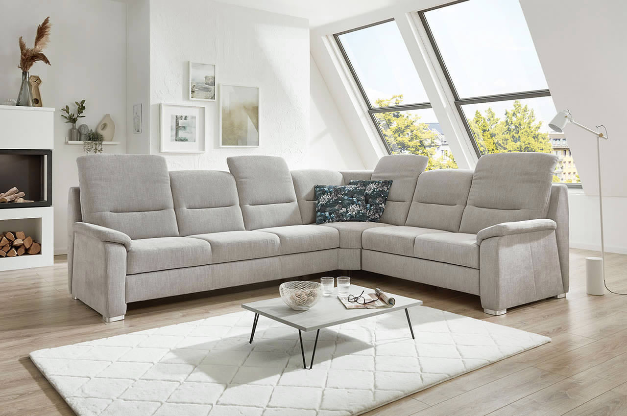 pp hs10002 ecksofa links long life easy platin milieubild mit kopfteilverstellung