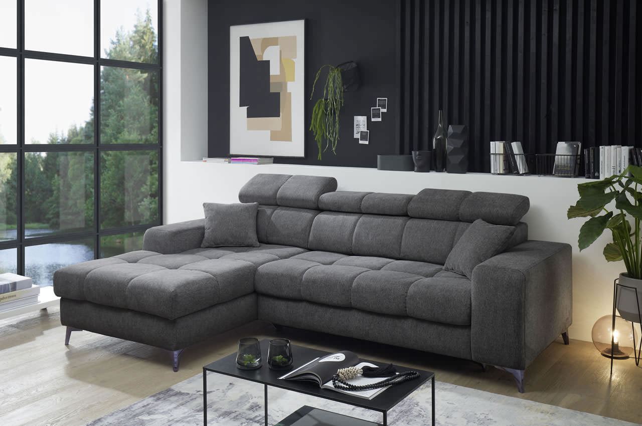 Ecksofa Sydney 2 links Glow 19 Anthrazit Milieu