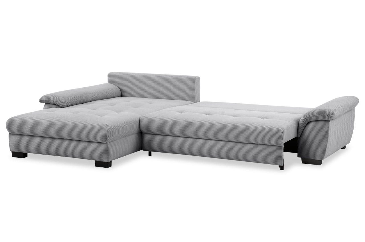 dario ecksofa recamiere links cord stripes 8637 grau schlaffunktion