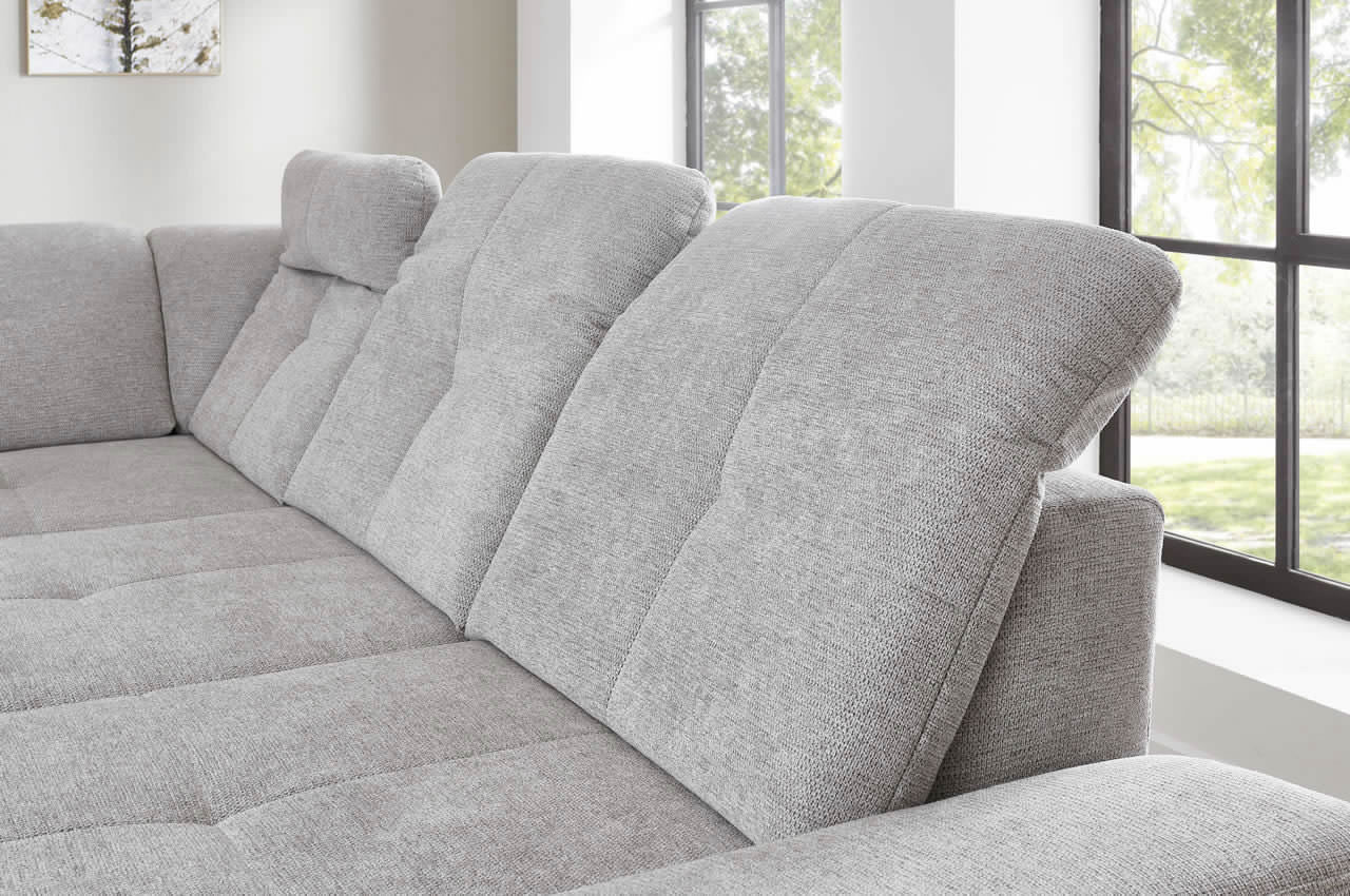 in16012 ecksofa variante links stoff famosa ecru milieubild kopfteilverstellung detailbild