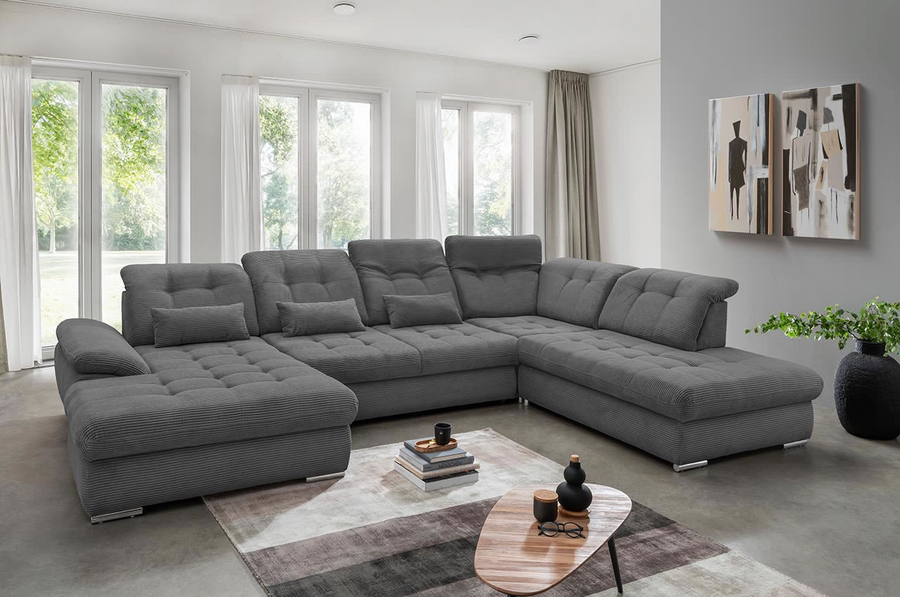 rigatti benformato wohnlandschaft rechts cordstoff 4801 anthrazit milieubild