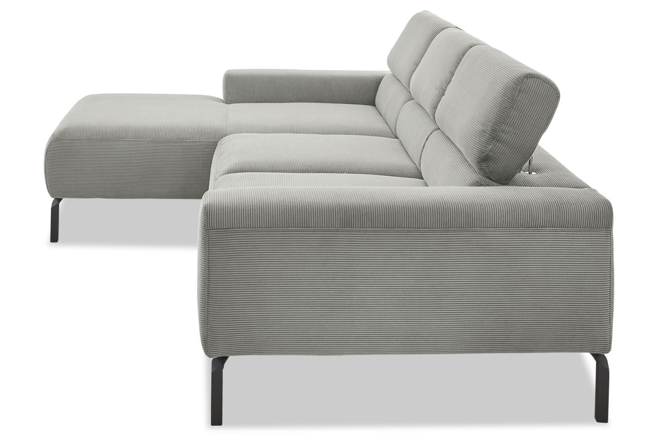 spring ecksofa mit recamiere links feincord grau seitenansicht