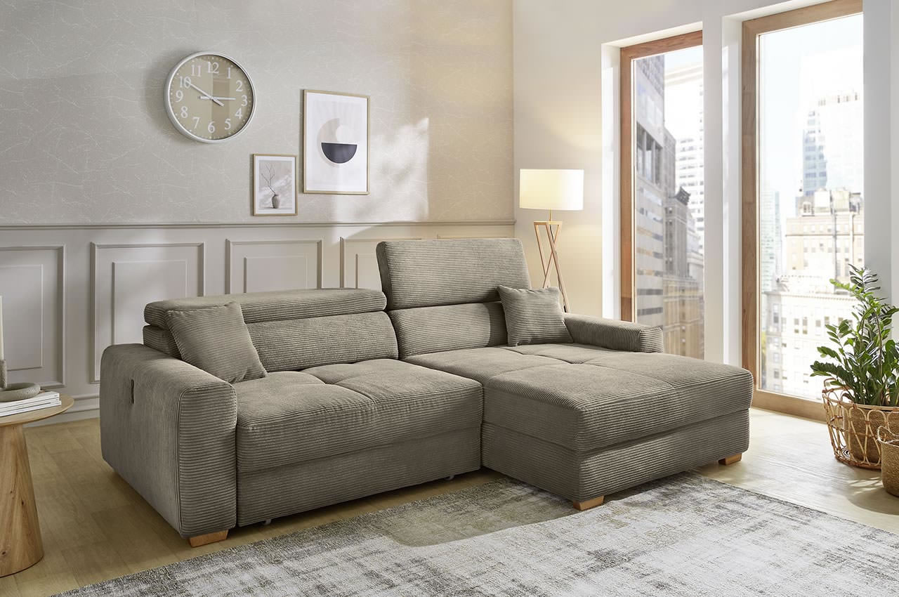 slider ecksofa variante rechts 426 18 taupe milieubild kopfteilverstellung 2