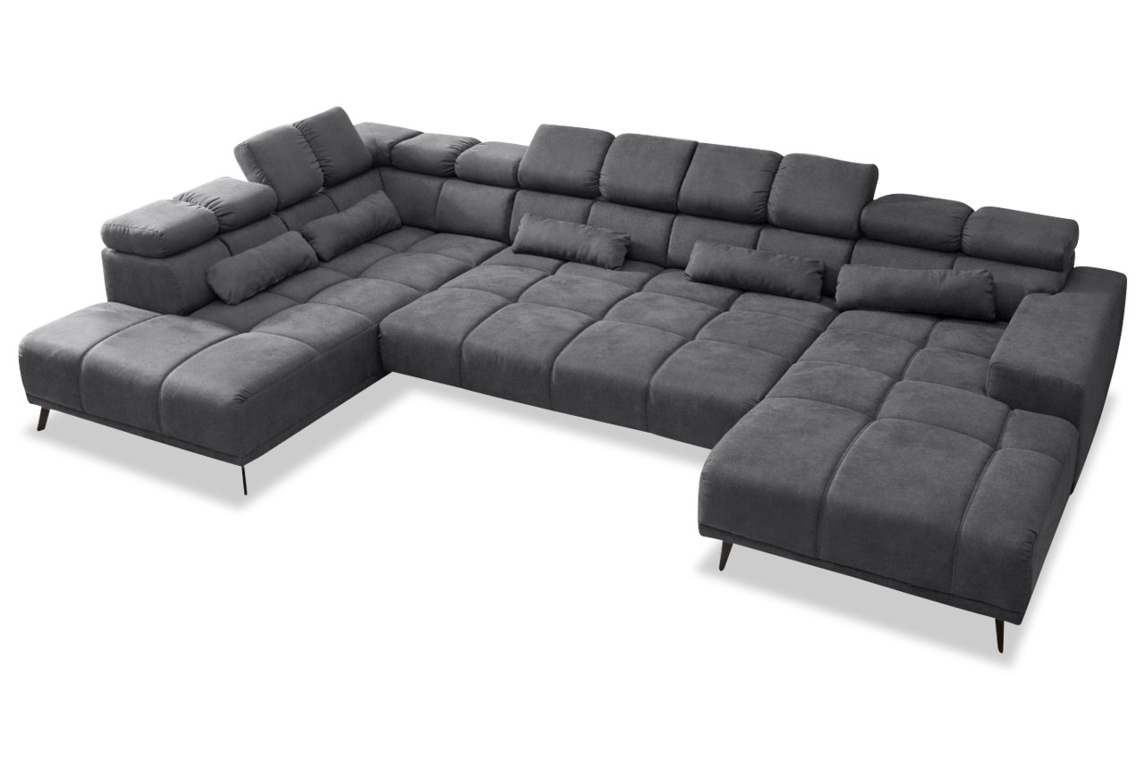 wohnlandschaft speed links stoff lino 17 dunkelgrau mit funktion