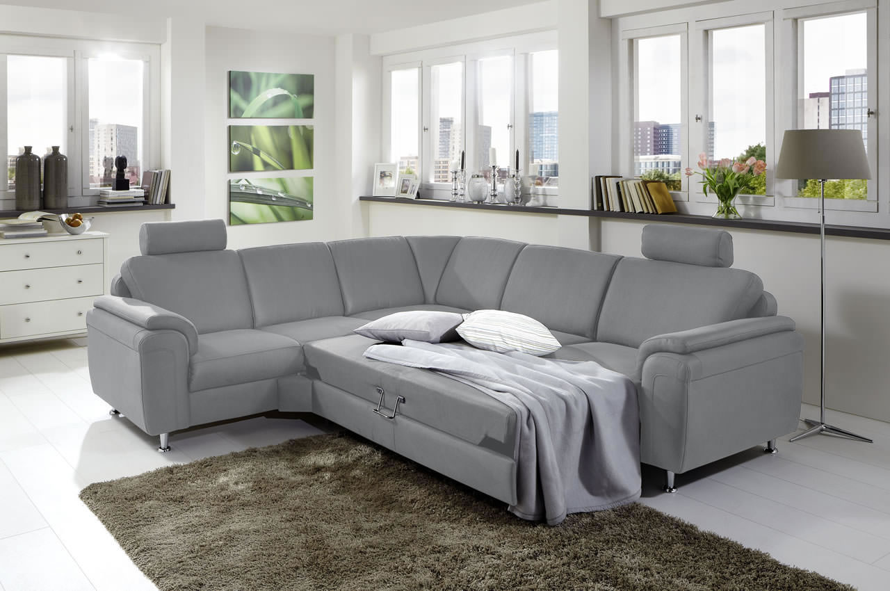ze em05003 ecksofa rechts stoff holiday farbe grau milieubild mit schlaffunktion ze em05003 ecksofa rechts stoff holiday farbe grau milieubild mit schlaffunktion