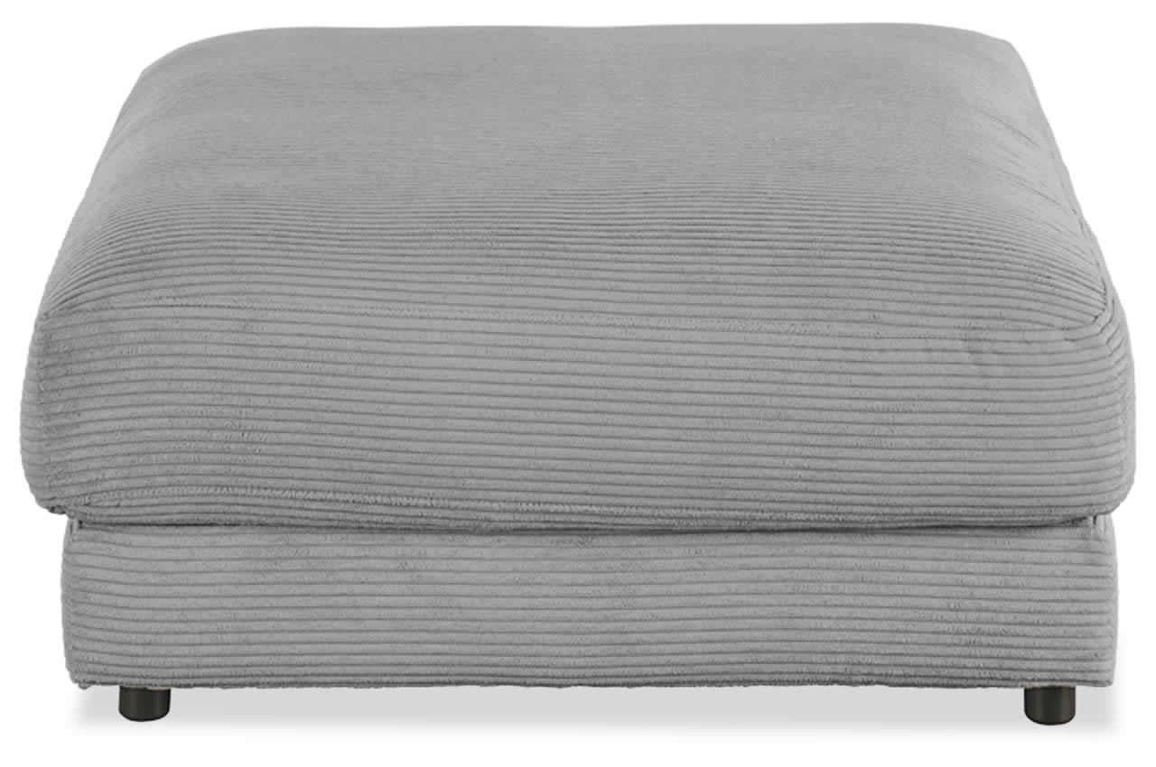 high end hocker quadratisch medium in cord grau frontansicht