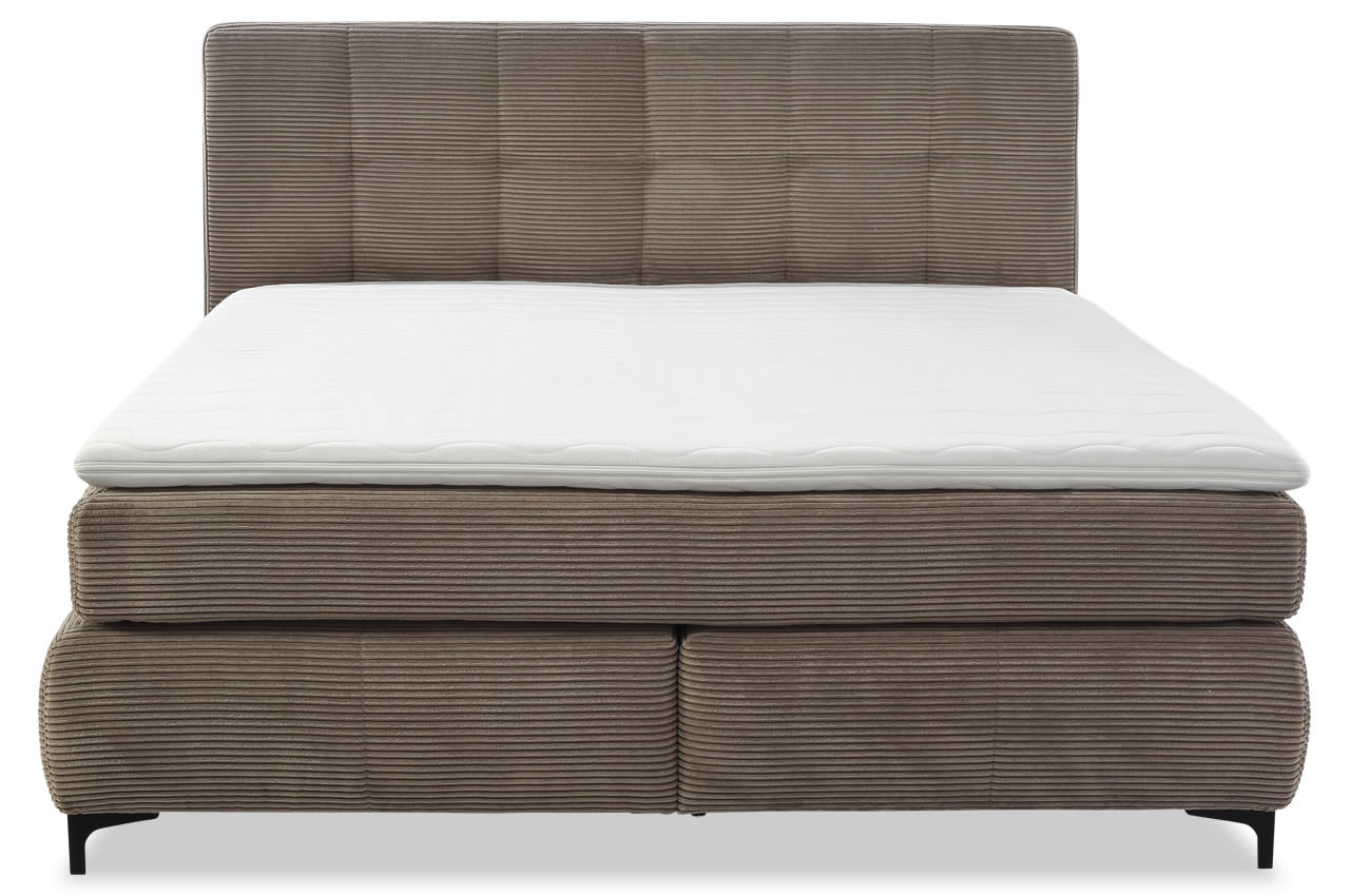 beatrice boxspringbett 180x200 cordstoff 42618 farbe taupe frontansicht