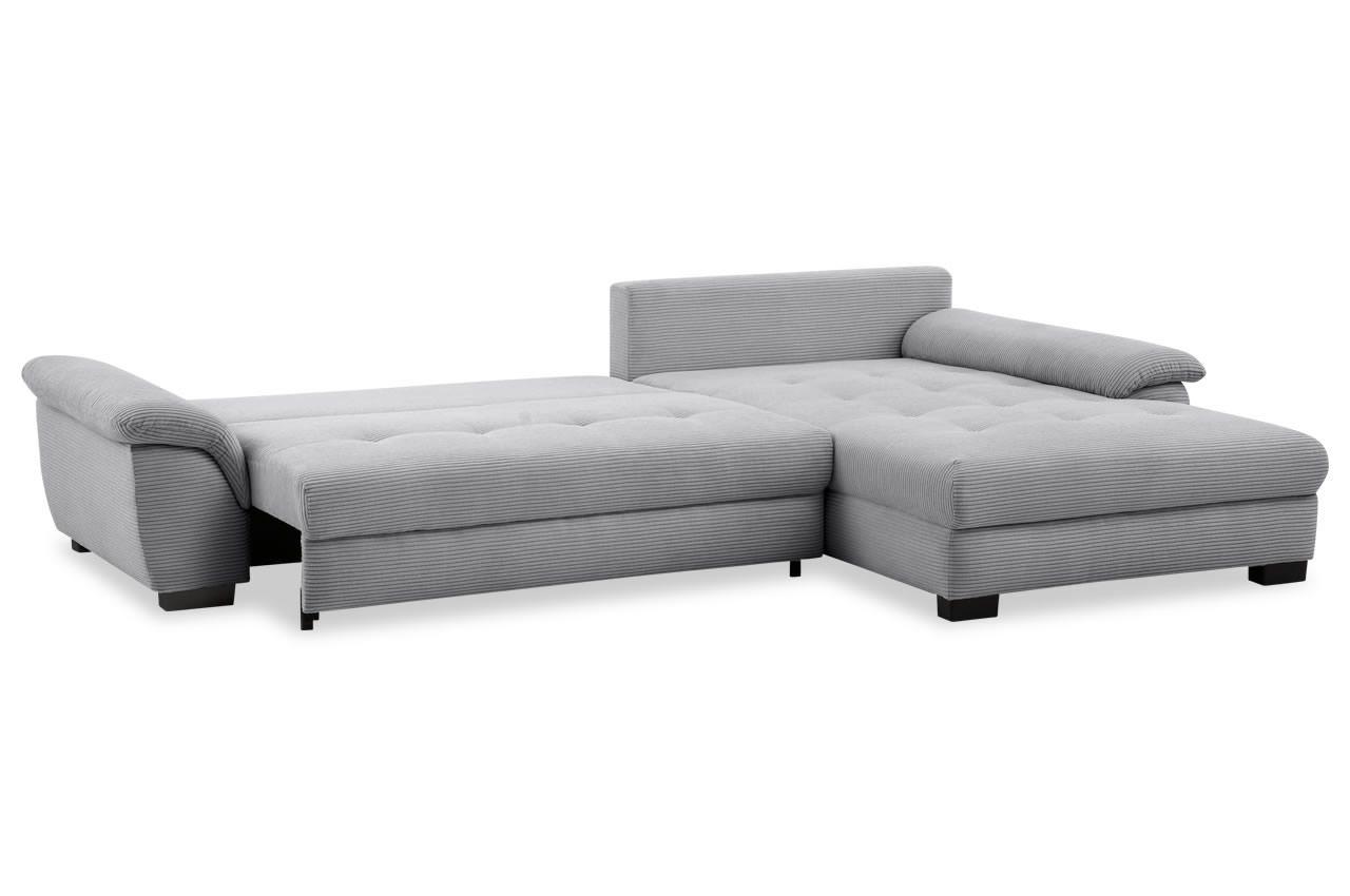 dario ecksofa recamiere rechts cord stripes 8637 grau schlaffunktion