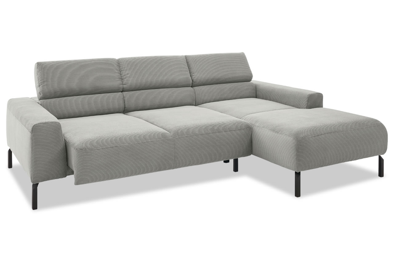 spring ecksofa mit recamiere rechts feincord grau sitztiefenverstellung