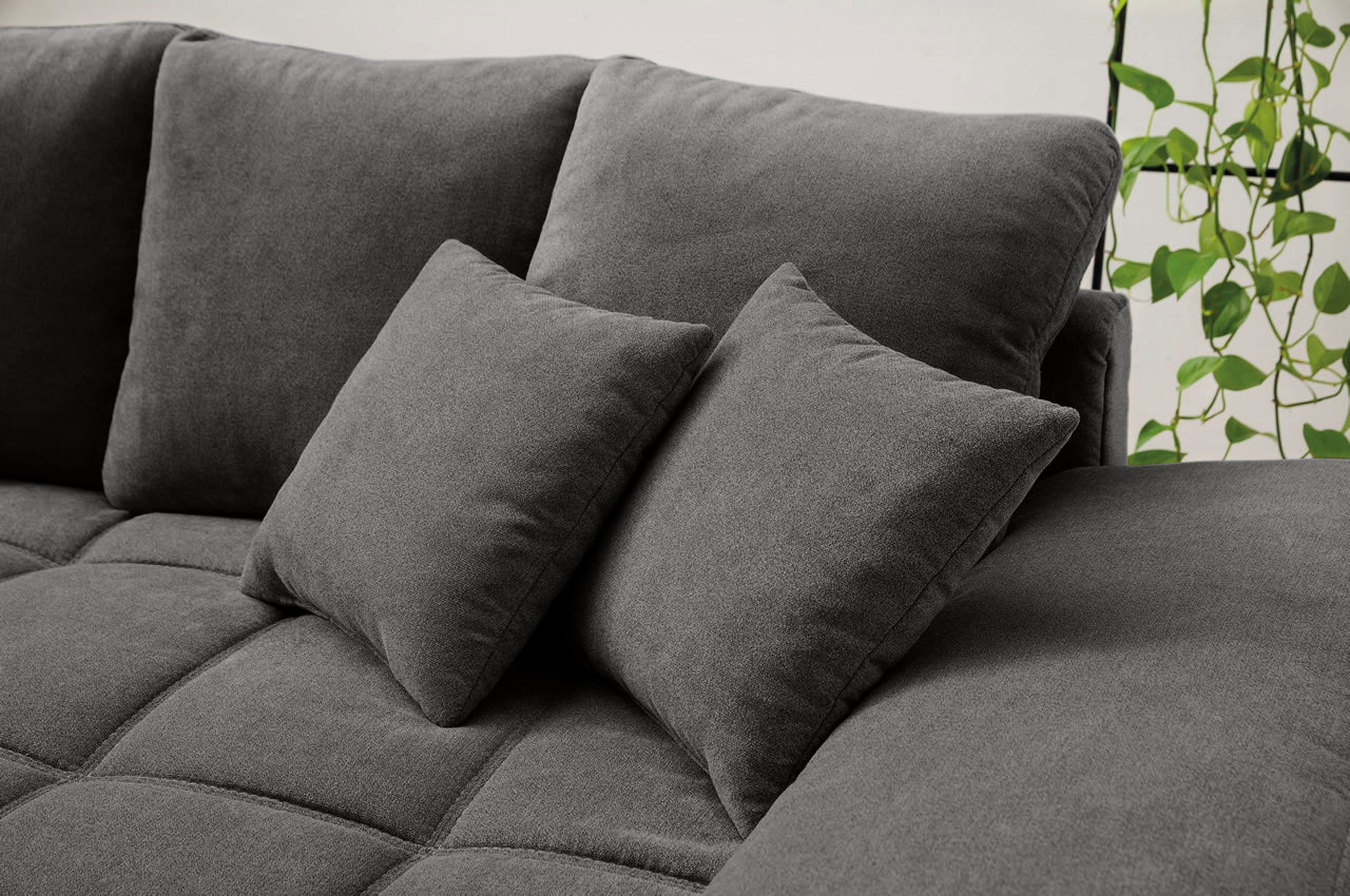 farina ecksofa variante links stoff leaf 09 anthrazit detailbild kissen